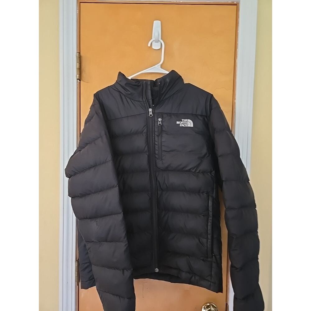 North Face Puffer Coat Mens M Black Aconcagua Down Fill Full Zip Insulated Ski